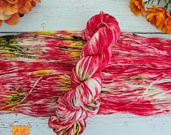 Hand-Dyed Worsted Weight Merino Wool Yarn: Poppy  (220 yards)