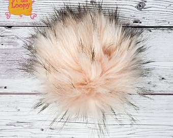 Primrose Faux Fur Pom Pom | Luxury Fur Pom |  Peach Faux Fur Pom Pom | Light Pink Fur Pom