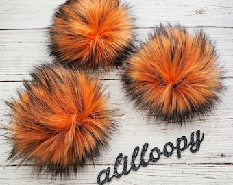 This is Halloween Faux Fur Pom Pom | Orange and Black Fur Pom