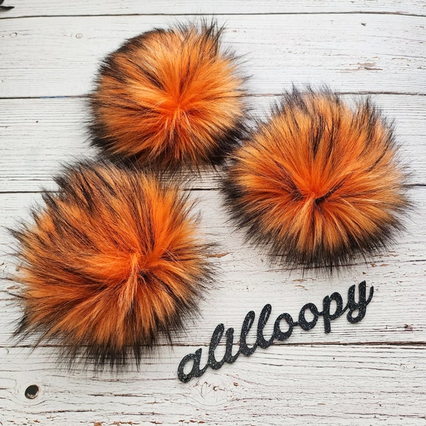 This is Halloween Faux Fur Pom Pom | Orange and Black Fur Pom