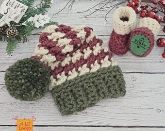 My First Christmas Baby Santa Hat and Booties