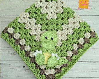 Crocheted Baby Blanket | Handmade Dinosaur Blanket