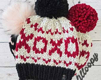 Hand Knit Luxury Valentine's Day XOXO Beanie