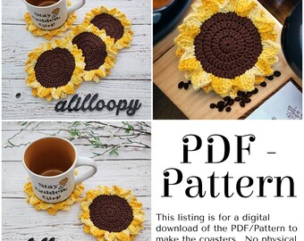 Sunflower Coaster Crochet Pattern | PDF Digital Download | Mug Rug Tutorial | DIY | Flower Home Decor | Summer Tablescape