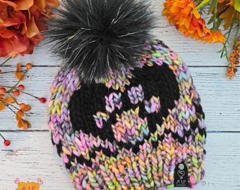 Hand-Dyed Wool Paw Print & Heart Hat | Hand Knit Better Together Beanie
