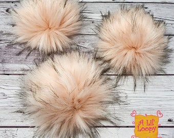 Primrose Faux Fur Pom Pom | Luxury Fur Pom |  Peach Faux Fur Pom Pom | Light Pink Fur Pom