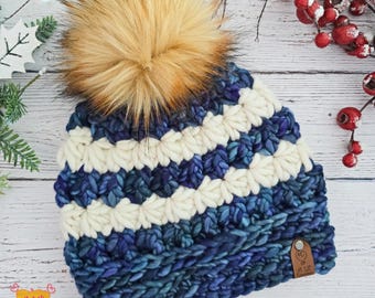 Crochet Hat Pattern: Winter Star Beanie Super Bulky Version (PDF Download)