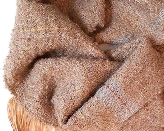 BOUCLE'_ arcobaleno d'autunno, sciarpa tessuta a telaio, mohair e lino bouclè