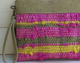 Pochette da polso_ MINI Boho RAPSODY giallo, fucsia e verde