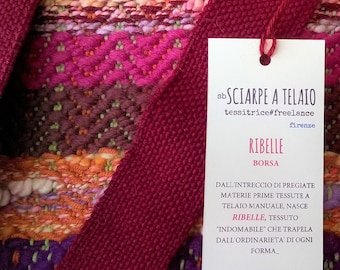 Borsa a tracolla_RIBELLE, tessuto a telaio manuale