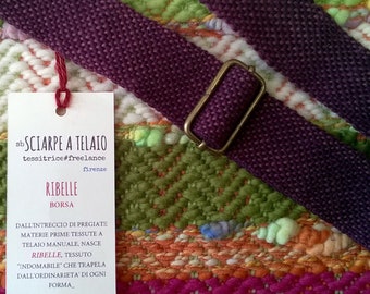 Borsa a tracolla_RIBELLE tessuto a telaio, multicolor, viola