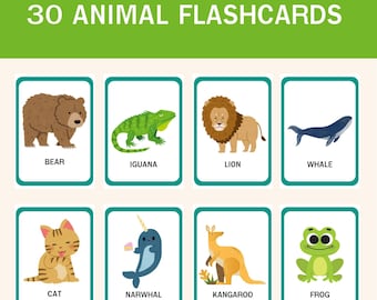 Tier Karteikarten | Karteikarten zum Ausdrucken | Tiere Poster | Vorschule | Montessori | Lern-Vorschule Printables | Karten für Kleinkinder