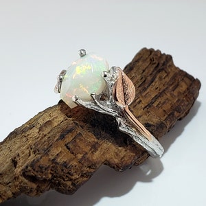 Opal Engagement Ring Opal Rings for Women Opal Ring 14k Gold Two Tone Engagement Ring Raw Opal Ring image 3