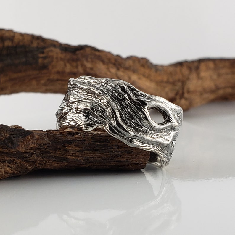 Driftwood Inspired Wedding Band, Silver or Gold , Wide Wedding Band, Men's Twig Ring, Twig Wedding Band by Dawn Vertrees image 10