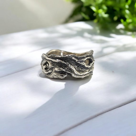 Driftwood Wedding Band in Silver or Gold, Wide Unisex Jewelry - Twig Style Ring by Dawn Vertrees