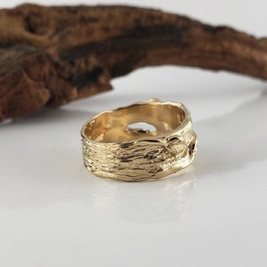 Branch Wedding Band, Wide Unisex Wedding Band, Twig Ring, Available in Gold by Dawn Vertrees Jewelry image 4