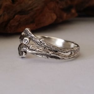 Sterling Silver Twig Wedding Band: Unisex Branch Ring image 3