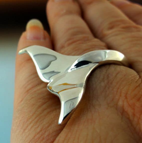 Whale Tail Ring, Sea Life Jewelry, Whale Ring Nautical Jewelry, Whale Jewelry, Whale Tail Ring, Beach Jewelry Silver Ring