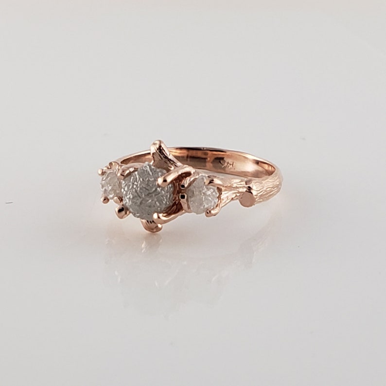14k Rose Gold 3 Rough Raw Diamond Engagement Ring by Dawn Vertrees image 7