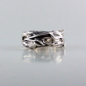 Sterling Silver Twig and Leaf Wedding Band, Tree Branch Ring, Leaf Ring, Twig Ring, Twig and Leaf Ring, Twig Wedding Band, Branch  Band