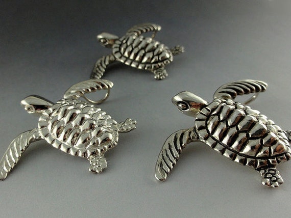 Tuttle! An Adorable Loggerhead Turtle Pendant in Sterling Silver, Turtle Jewelry, Turtle Necklace, Beach Jewelry, Endangered Species Jewelry
