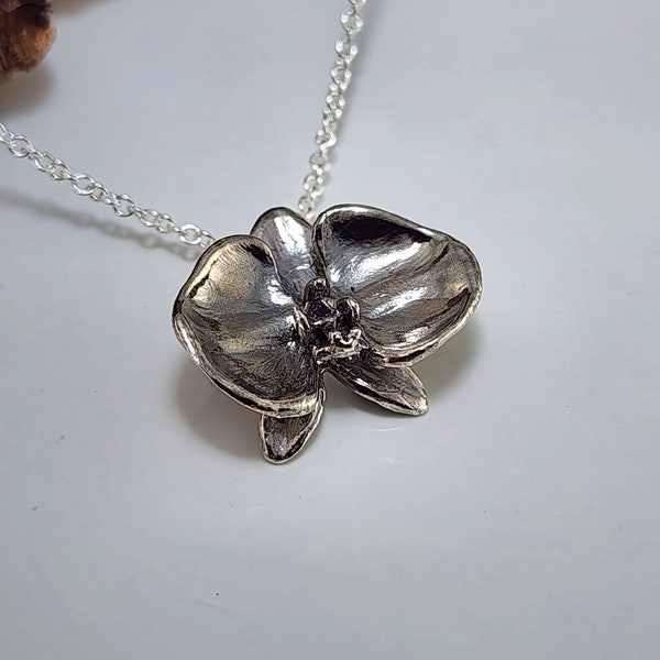 Phalaenopsis Orchid Necklace - Moth Orchid Pendant - Bridesmaid Gifts - Sterling Silver - Silver Necklace