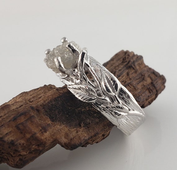 Raw Diamond Solid Gold Alternative Engagement Ring