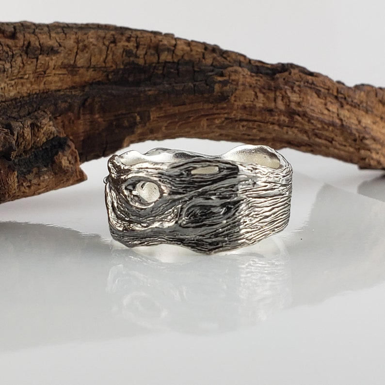 Driftwood Inspired Wedding Band, Silver or Gold , Wide Wedding Band, Men's Twig Ring, Twig Wedding Band by Dawn Vertrees image 8