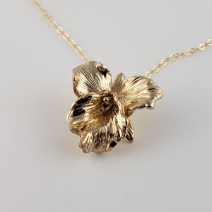 Gold Plated Sterling Silver Cattleya Orchid Necklace Orchid image 8