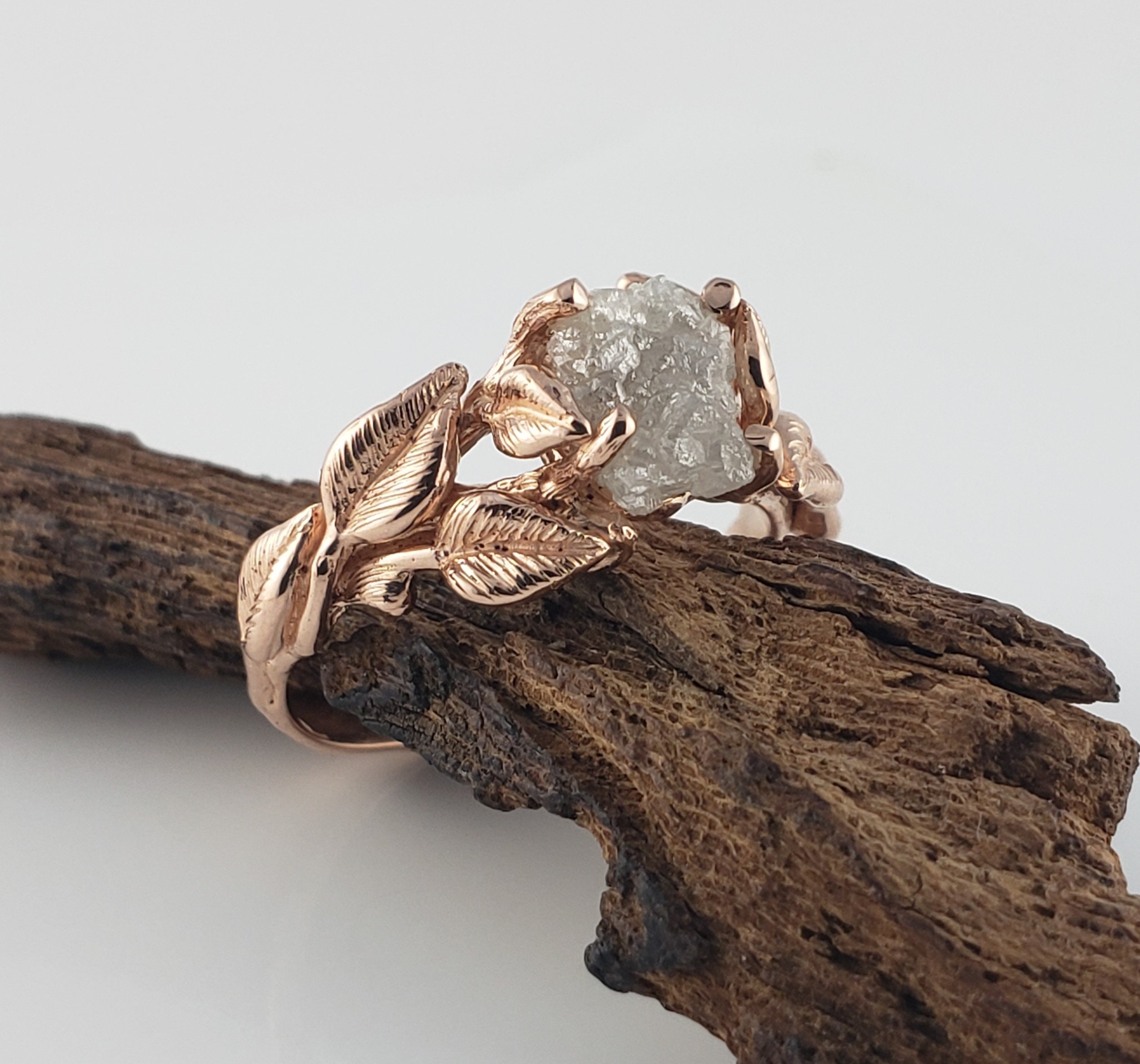 Raw Diamond Gold Engagement Ring Diamond Engagement Ring - Etsy UK