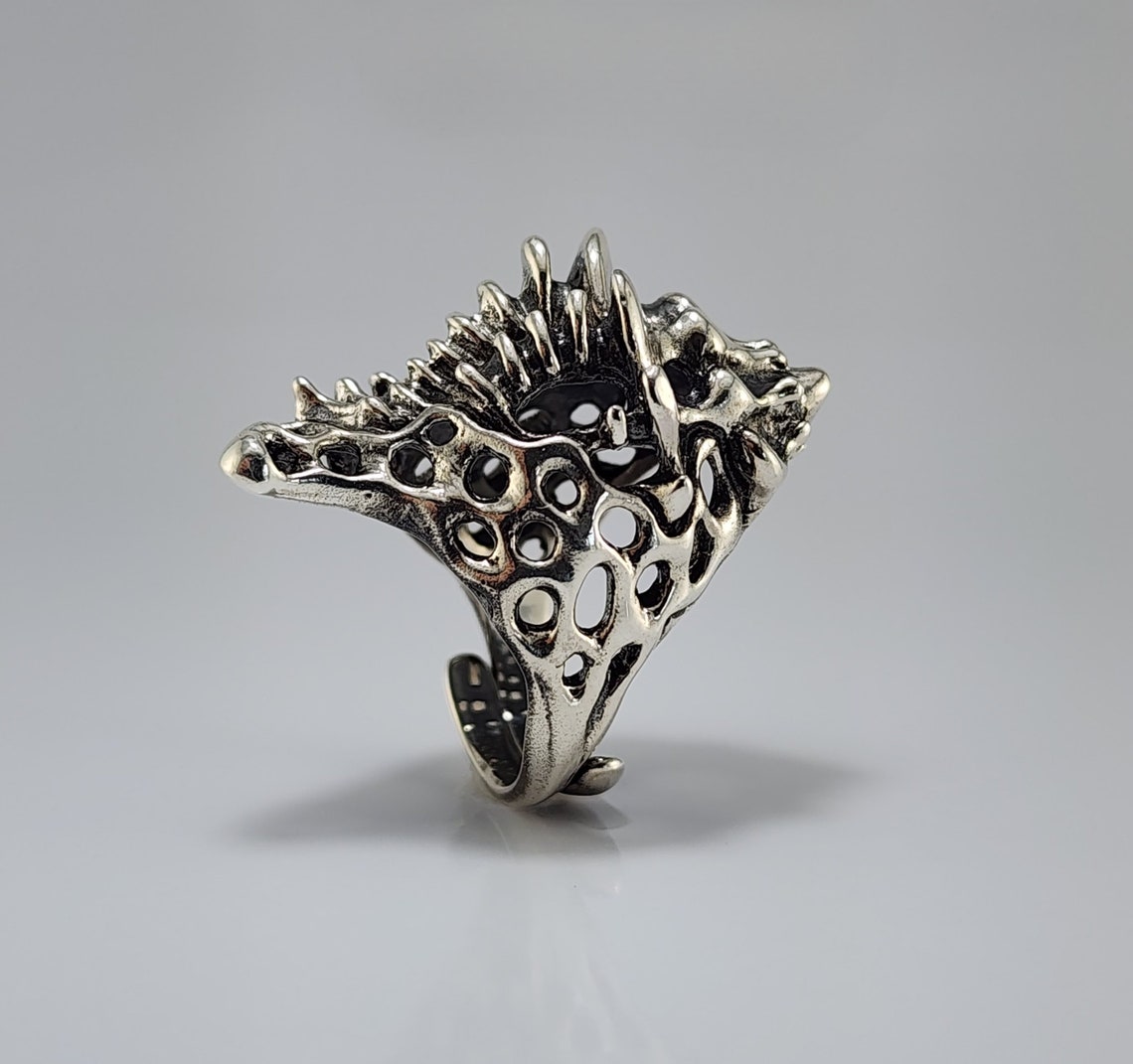 Shell Inspired Diamond Rings Sea Shell Style Ring - Ocean and Beach Style Fan Coral and Murex Shell ...