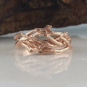 Rosegold Geschwungener Ehering - Zweig Ehering - Ast Ringe - Natur Ehering