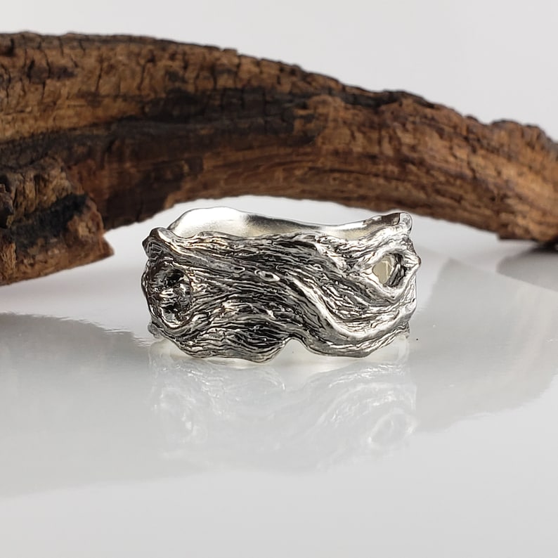 Driftwood Inspired Wedding Band, Silver or Gold , Wide Wedding Band, Men's Twig Ring, Twig Wedding Band by Dawn Vertrees image 6