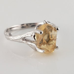 Raw Yellow Citrine Gemstone, Twig Engagement Ring Raw Gemstone Jewelry Ring Birthstone Yellow Stone Ring image 2