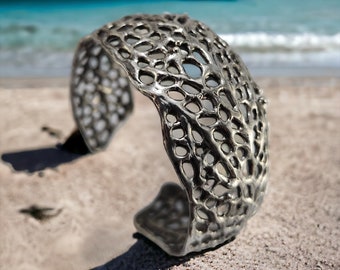 Sea Fan Coral Cuff Bracelet - Ocean Beach Jewelry Hand-sculpted Jewelry by DV Jewelry Designs