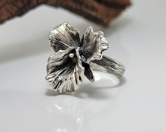 Cattleya Sterling Silver Statement Ring, Floral Ring, Flower Jewelry, Bridesmaid Gifts, Anniversary Ring