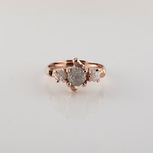 14k Rose Gold 3 Rough Raw Diamond Engagement Ring by Dawn Vertrees image 6