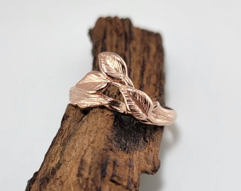 Leaf and Twig Wedding Band - Gold Ring - Statement Ring - Anniversary - by DV Jewelry Designs