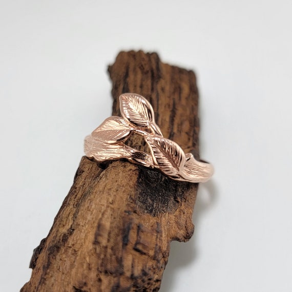 Leaf and Twig Wedding Band - Gold Ring - Statement Ring - Anniversary - by DV Jewelry Designs