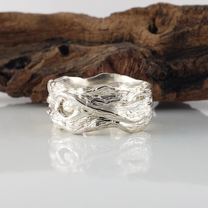 Driftwood Inspired Wedding Band, Silver or Gold , Wide Wedding Band, Men's Twig Ring, Twig Wedding Band by Dawn Vertrees image 2