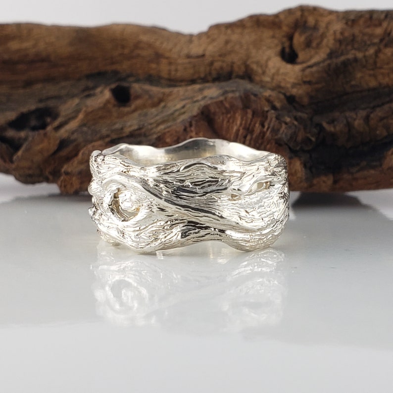 Driftwood Inspired Wedding Band, Silver or Gold , Wide Wedding Band, Men's Twig Ring, Twig Wedding Band by Dawn Vertrees image 2