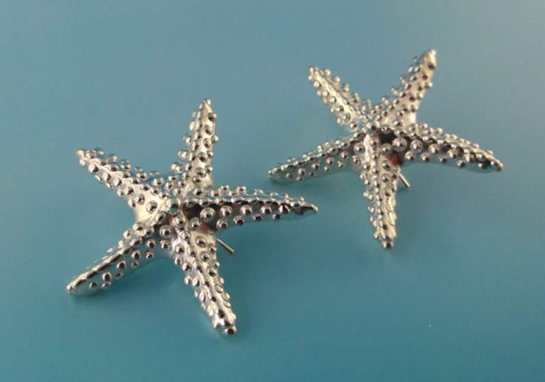 Starfish Post Earrings in Sterling Silver or Sea Star Earrings Very Elegant image 2