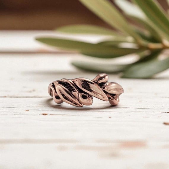 Olive Branch Leaf Statement Ring -Shown in 14k Rose Gold - Friendship Jewelry - Jewelry Gift - Handmade