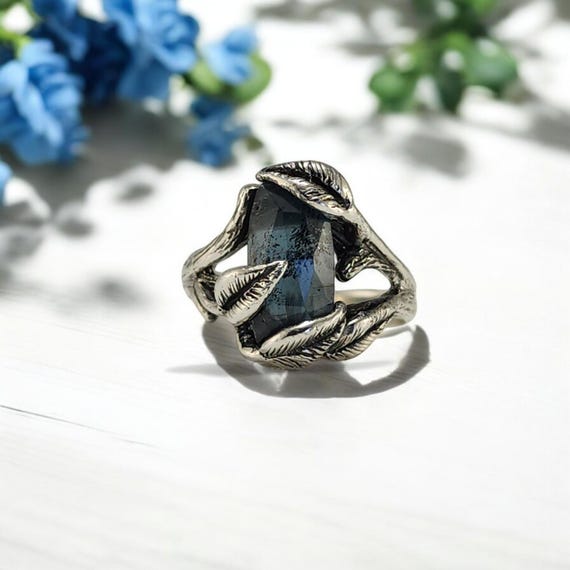 Handmade Teal Moss Kyanite Gemstone Ring - Handmade Teal Stone Statement Ring, Rustic Adjustable Band, Nature Inspired Gift for Her
