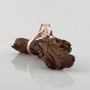 Raw Uncut Herkimer Crystal Diamond Engagement Ring in 14k Rose Gold Ring Setting Raw Diamond Ring image 10