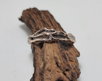 Twig Wedding Band in Solid Rose Gold with Antiqued Finish, Statement Ring by DV Jewelry Designs