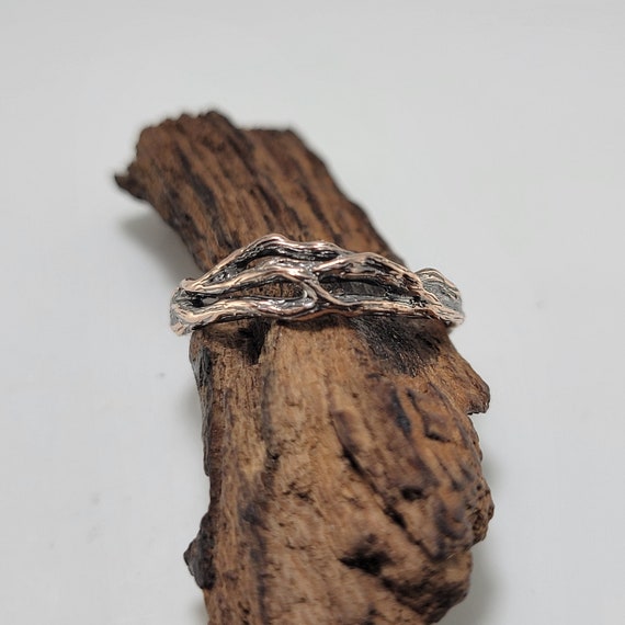 Wedding Band in Solid Rose Gold Antiqued Finish | Statement Ring by DV Jewelry Designs