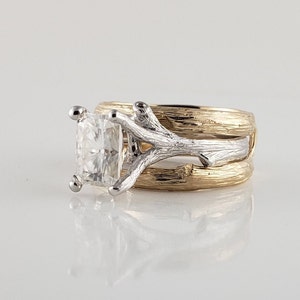 1.5 carat Moissanite Twig Engagement Ring with Twig Ring Guard by Dawn image 2