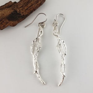Dangling Twig Earrings in Sterling Silver, Branch and Tree Style Earrings by DV Jewelry Designs