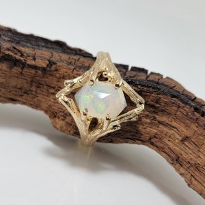 Ethiopian Hexagon Opal Twig and Branch Engagement Ring in Solid Yellow Gold, by DV Jewelry Designs image 6